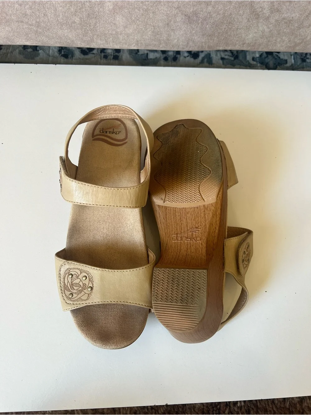 Dansko Tan Leather Two-Strap Comfort Sandals